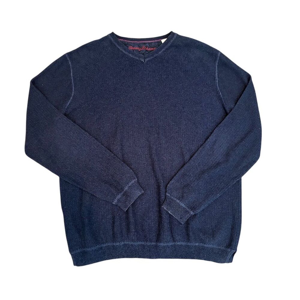 Tommy Bahama Navy V-Neck Sweater Coastal Grandpa M Mens